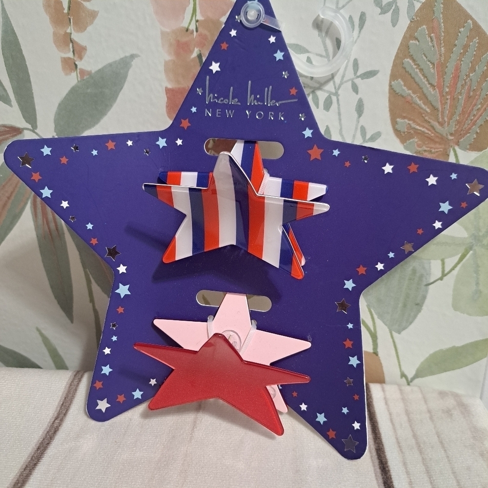 Nicole Miller Patriotic Star Hair Clips